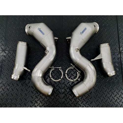 S63 4.0 W222 Catted Heat Shielded Downpipes